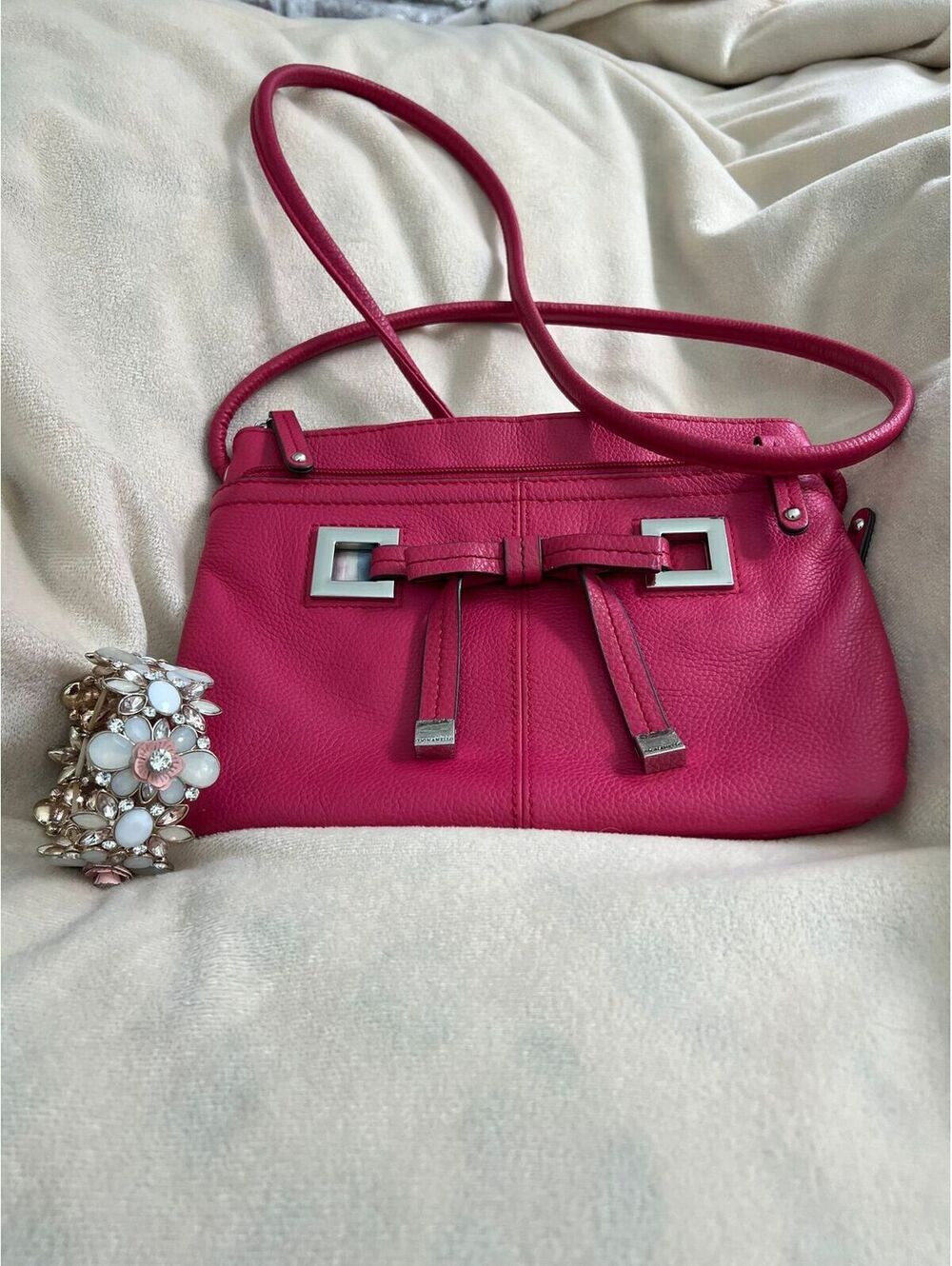 💕 Tignanello Hot Pink Pebbled Leather Organizer Crossbody💕 (SKU-0460)